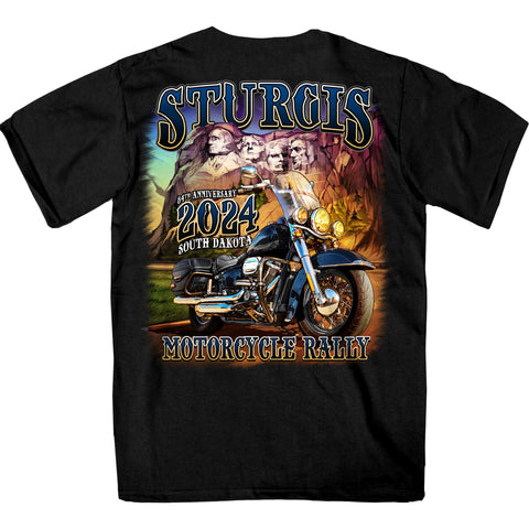 2024 Sturgis Motorcycle rally Rushmore Black Tee Shirt SPB1131