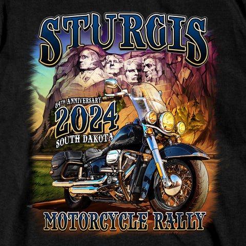 2024 Sturgis Motorcycle rally Rushmore Black Tee Shirt SPB1131