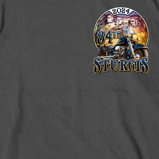 2024 Sturgis Rushmore Charcoal Motorcycle Rally Tee Shirt SPB1132