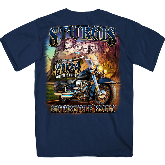 2024 Sturgis Rushmore Navy Motorcycle Rally Tee Shirt SPB1133