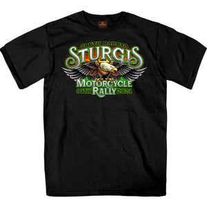 2024 Sturgis #1 Design Eagle & Skull Black Motorcycle Rally Tee Shirt SPB1136