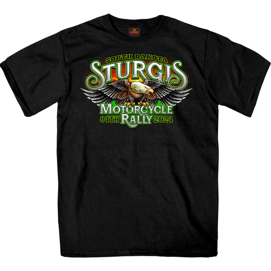 2024 Sturgis #1 Design Eagle & Skull Black Motorcycle Rally Tee Shirt SPB1136