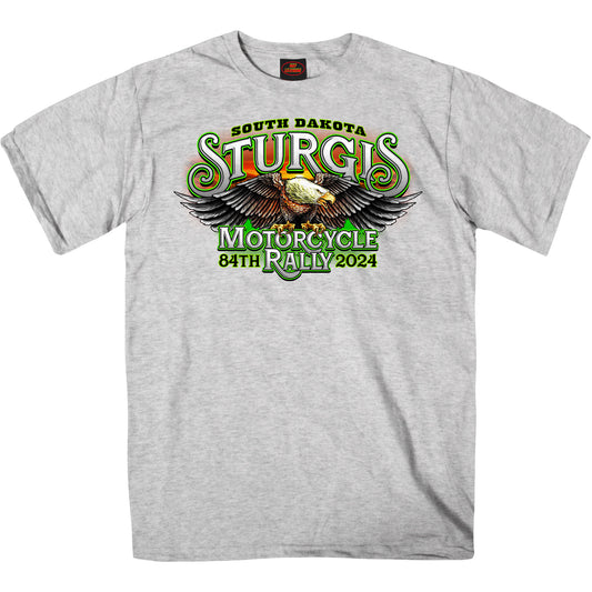 2024 Sturgis #1 Design Eagle & Skull Ash Motorcycle Rally Tee Shirt SPB1140