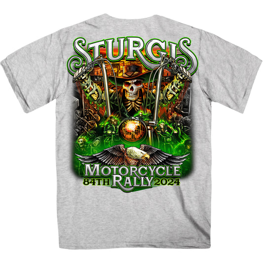 2024 Sturgis #1 Design Eagle & Skull Ash Motorcycle Rally Tee Shirt SPB1140