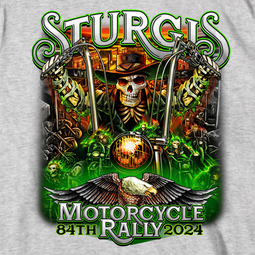 2024 Sturgis Motorcycle Rally #1 Design Eagle & Skull Ash Tee Shirt SPB1140