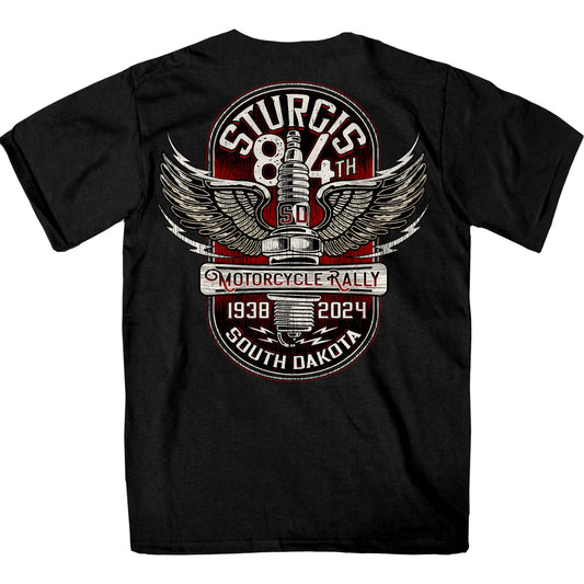 2024 Sturgis Motorcycle Rally Spark Plug Black T-Shirt SPB1141