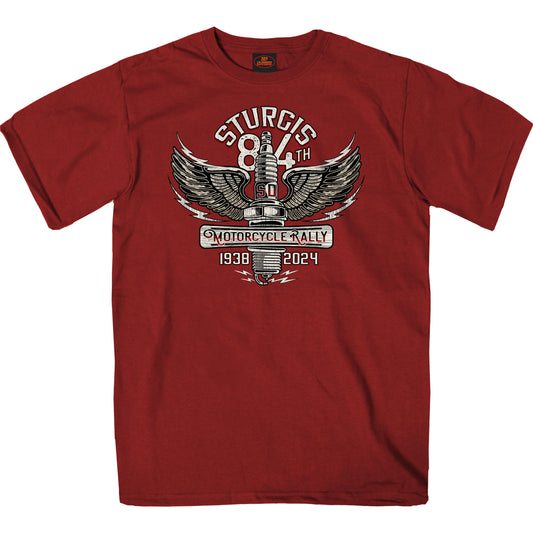 2024 Sturgis Motorcycle Rally Spark Plug Red T-Shirt SPB1144