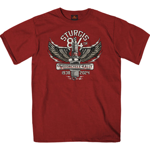 2024 Sturgis Motorcycle Rally Spark Plug Red T-Shirt SPB1144