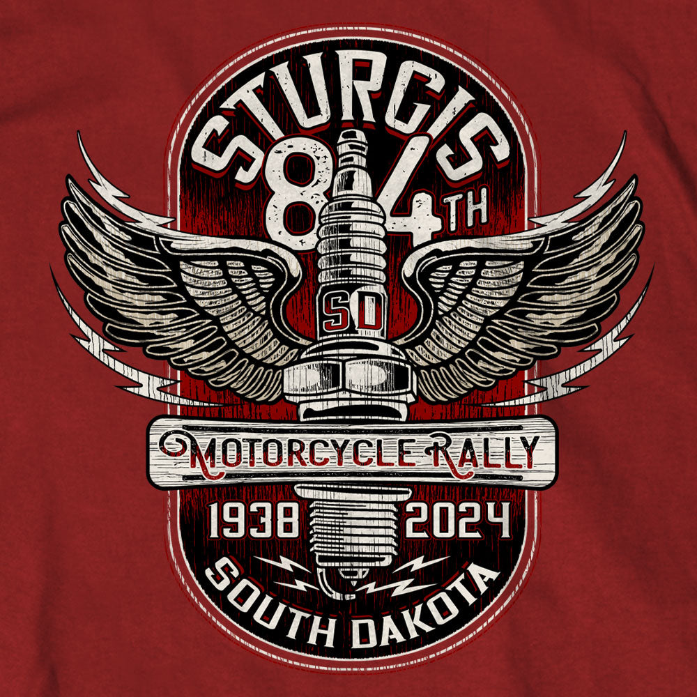 2024 Sturgis Motorcycle Rally Spark Plug Red T-Shirt SPB1144