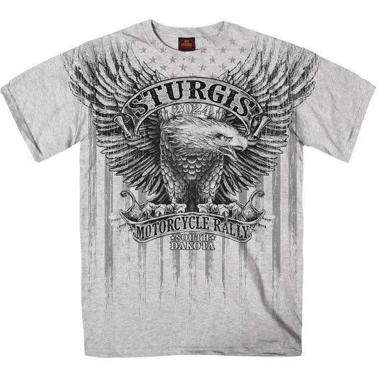 2024 Sturgis Motorcycle Jumbo Print Upwing Eagle Grey T-Shirt SPB1150