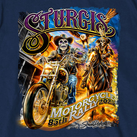 2025 Sturgis Motorcycle Rally #1 Ghost Rider  Navy Men's T-Shirt