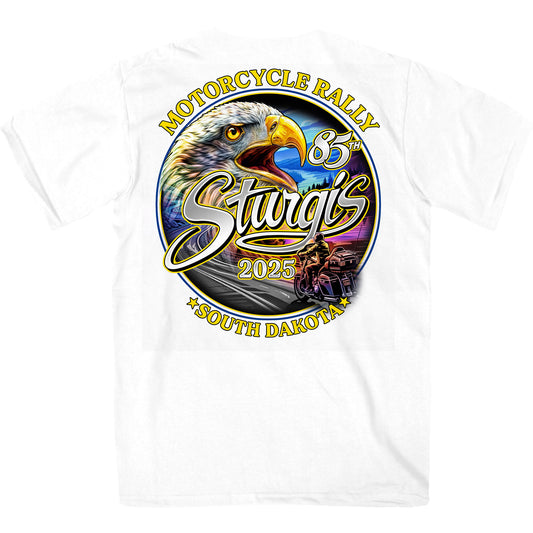 2025 Sturgis Motorcycle Rally Scenic Eagle SS White Mens T-Shirt SPB1158