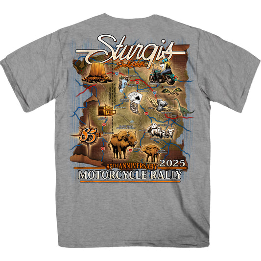 2025 Sturgis Motorcycle Rally Attractions Men's Heather Gray T-Shirt