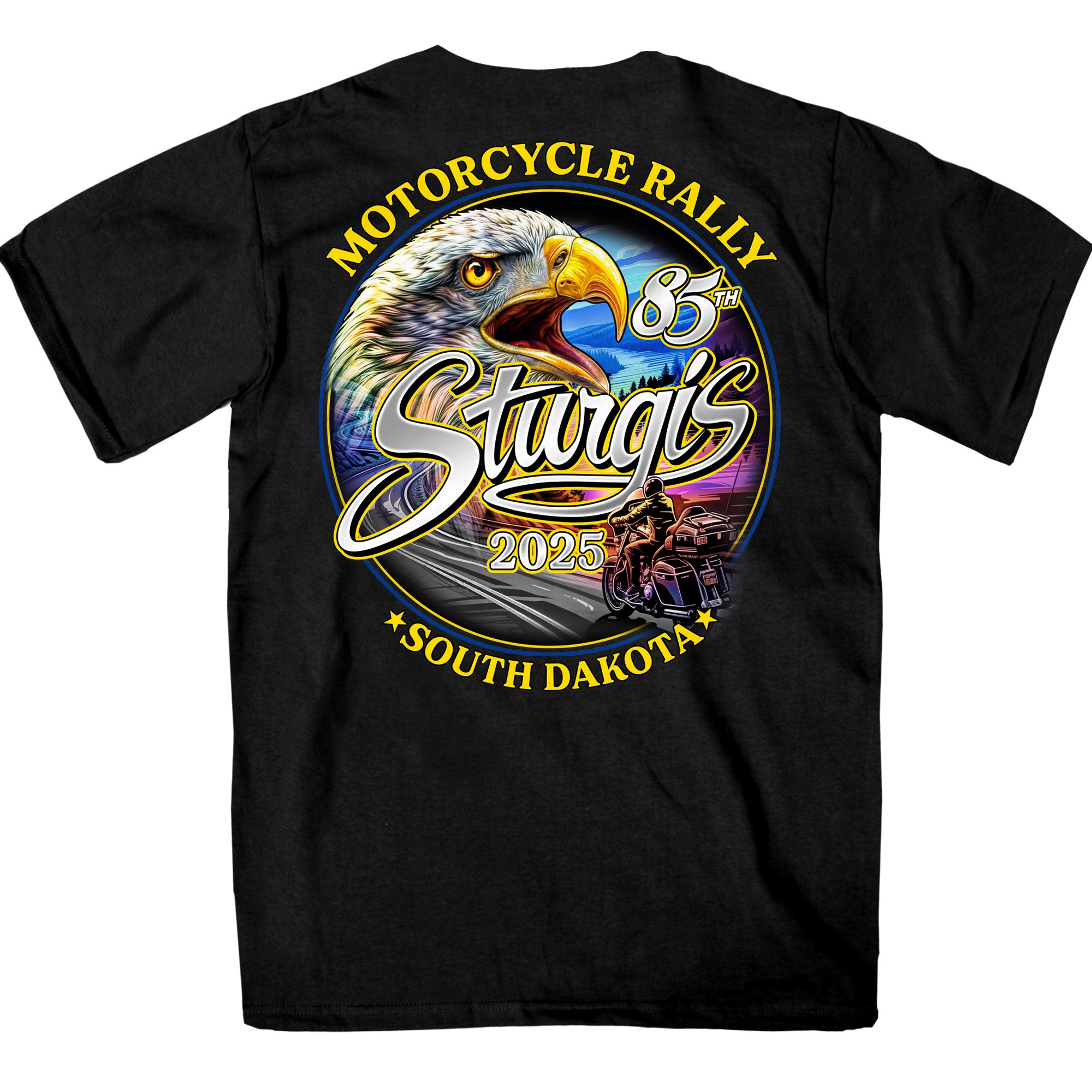 2025 Sturgis Motorcycle Rally Scenic Eagle SS Black Mens T-Shirt SPB1191