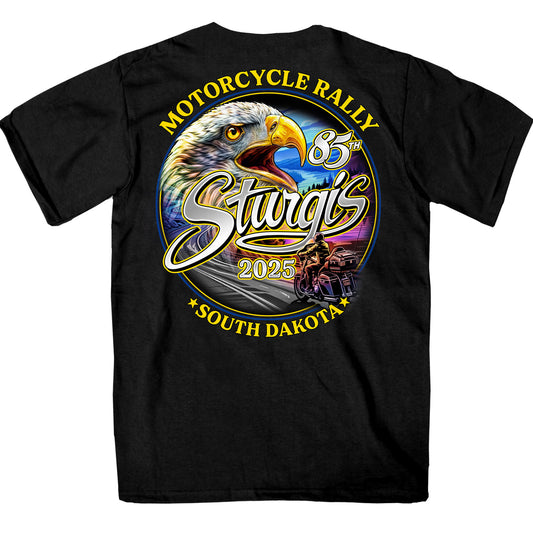 2025 Sturgis Motorcycle Rally Scenic Eagle SS Black Mens T-Shirt SPB1191
