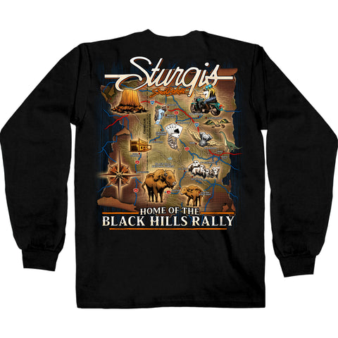 2024 Sturgis Motorcycle rally Attractions Black Long Sleeve Shirt SPB2113
