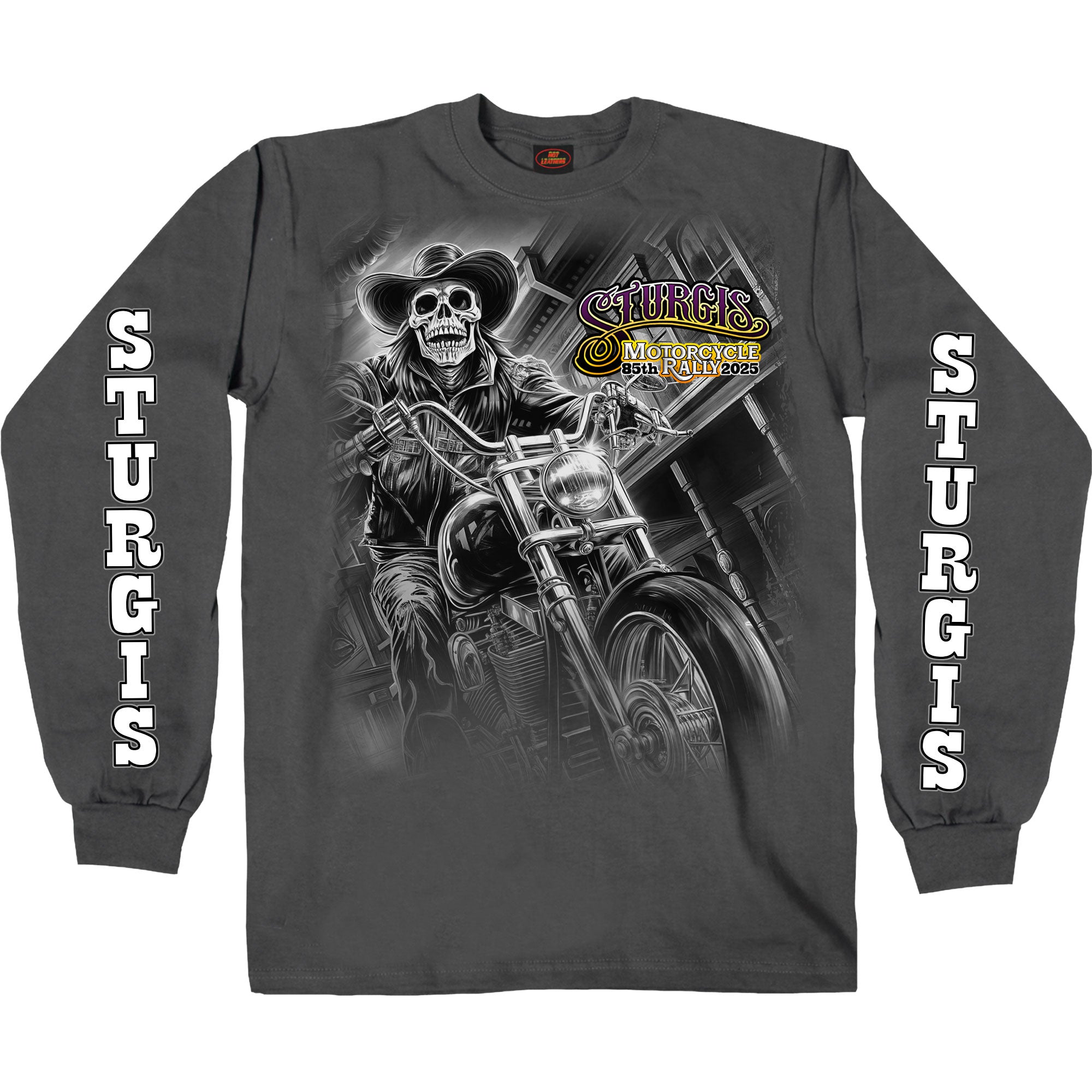 2025 Sturgis Motorcycle Rally #1 Ghost Rider  Charcoal Men's Long Sleeve Shirt