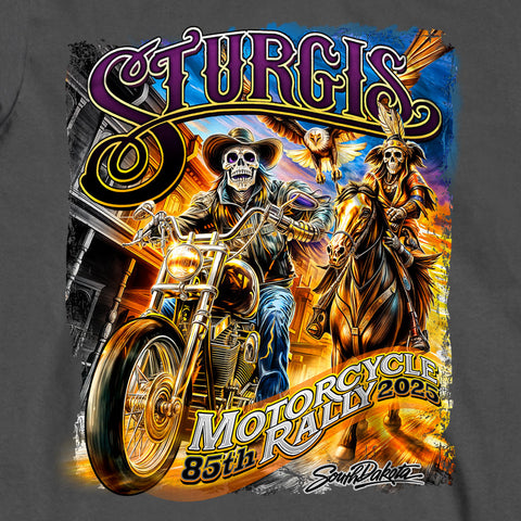 2025 Sturgis Motorcycle Rally #1 Ghost Rider  Charcoal Men's Long Sleeve Shirt