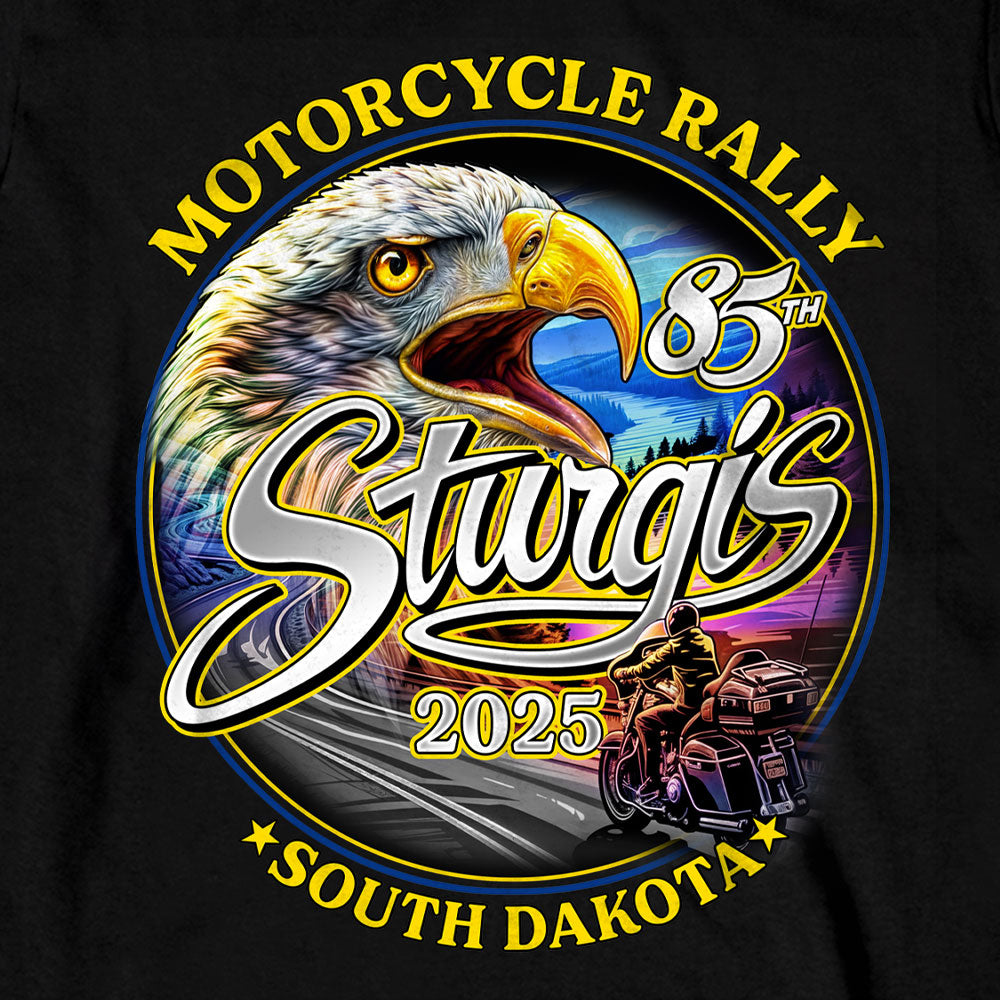 2025 Sturgis Motorcycle Rally Scenic Eagle Black Men's Long Sleeve Shirt