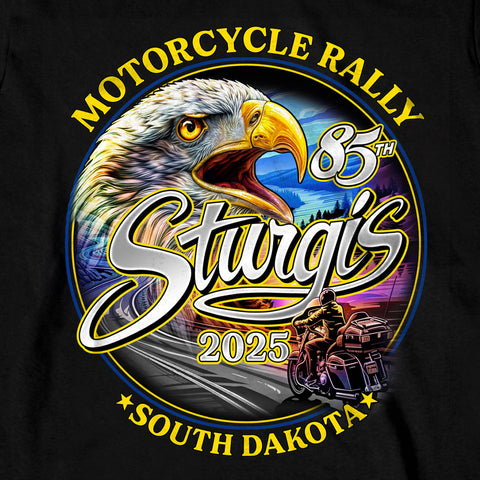 2025 Sturgis Motorcycle Rally Scenic Eagle Black Men's Long Sleeve Shirt