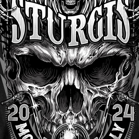 2024 Sturgis Motorcycle Rally Reaper and Shredder Skull Black Sleeveless T-Shirt SPB3068