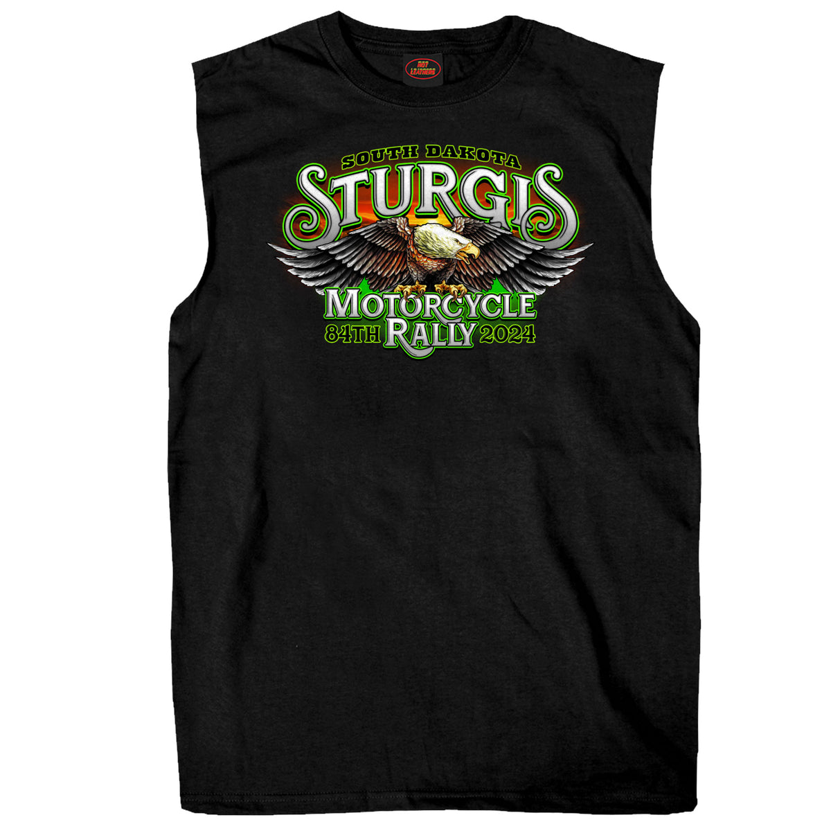 2024 Sturgis Motorcycle Rally  #1 Design Eagle & Skull Black Sleeveless Tee Shirt SPB3070