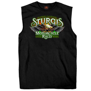 2024 Sturgis #1 Design Eagle & Skull Black Motorcycle Rally Sleeveless Tee Shirt SPB3070