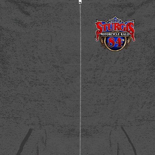 2024 Sturgis Buffalo Charcoal Motorcycle Rally Zip Up Hoodie SPB4104