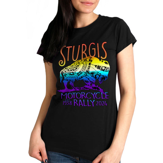 2024 Sturgis Buffalo Black Motorcycle Rally Tee Shirt SPL1867