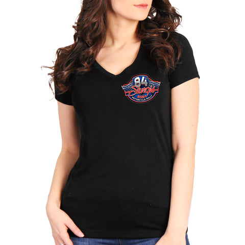 2024 Sturgis Motorcycle Rally Logo Womens Black V-neck Tee Shirt SPL1878