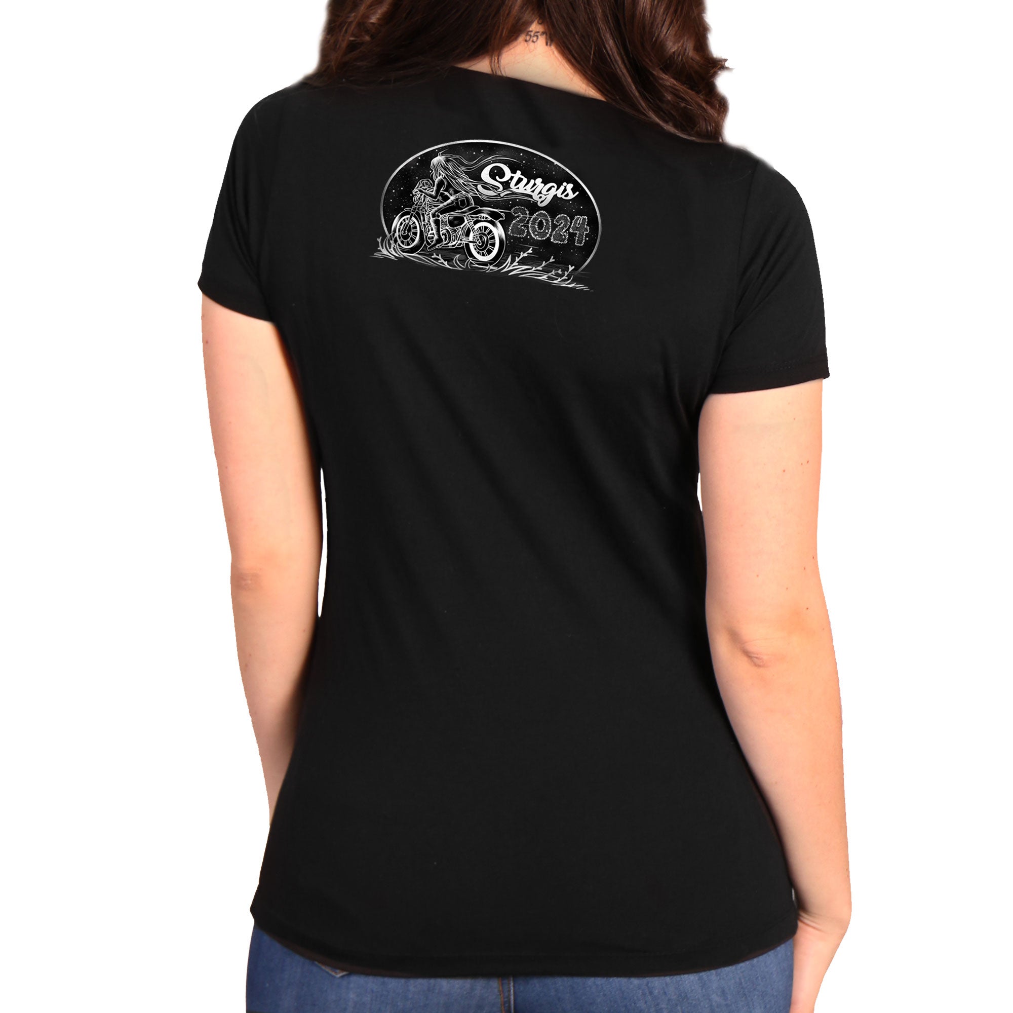 2024 Sturgis Motorcycle Rally Ride Like a Mother Ladies Black Tee Shirt SPL1880