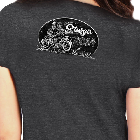 2024 Sturgis Motorcycle Rally Ride Like A Mother Charcoal Women's Tee Shirt SPL1881