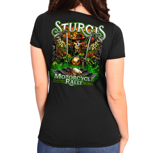 2024 Sturgis #1 Design Eagle & Skull Black Motorcycle Rally Tee Shirt SPL1886