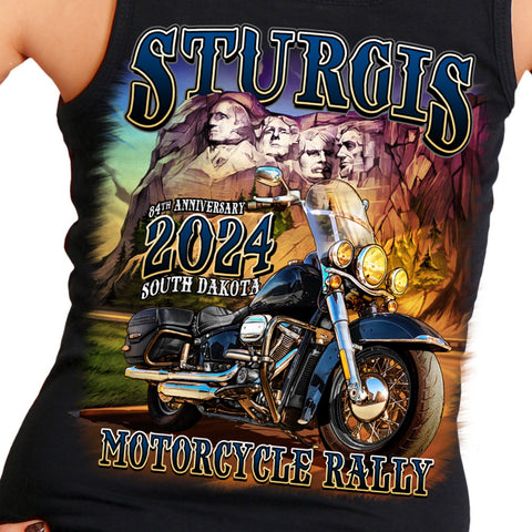 2024 Sturgis Motorcycle Rally Rushmore Ladies Black Tank Top SPL2884