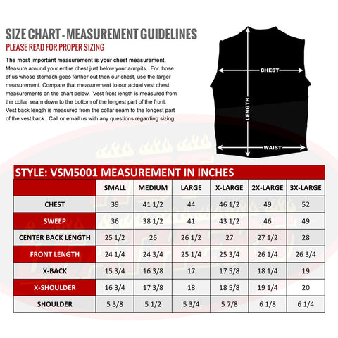 Hot Leathers VSM5001 Men's USA Made Premium Steerhide Motorcycle Leather Biker Club Vest with Gun Pocket