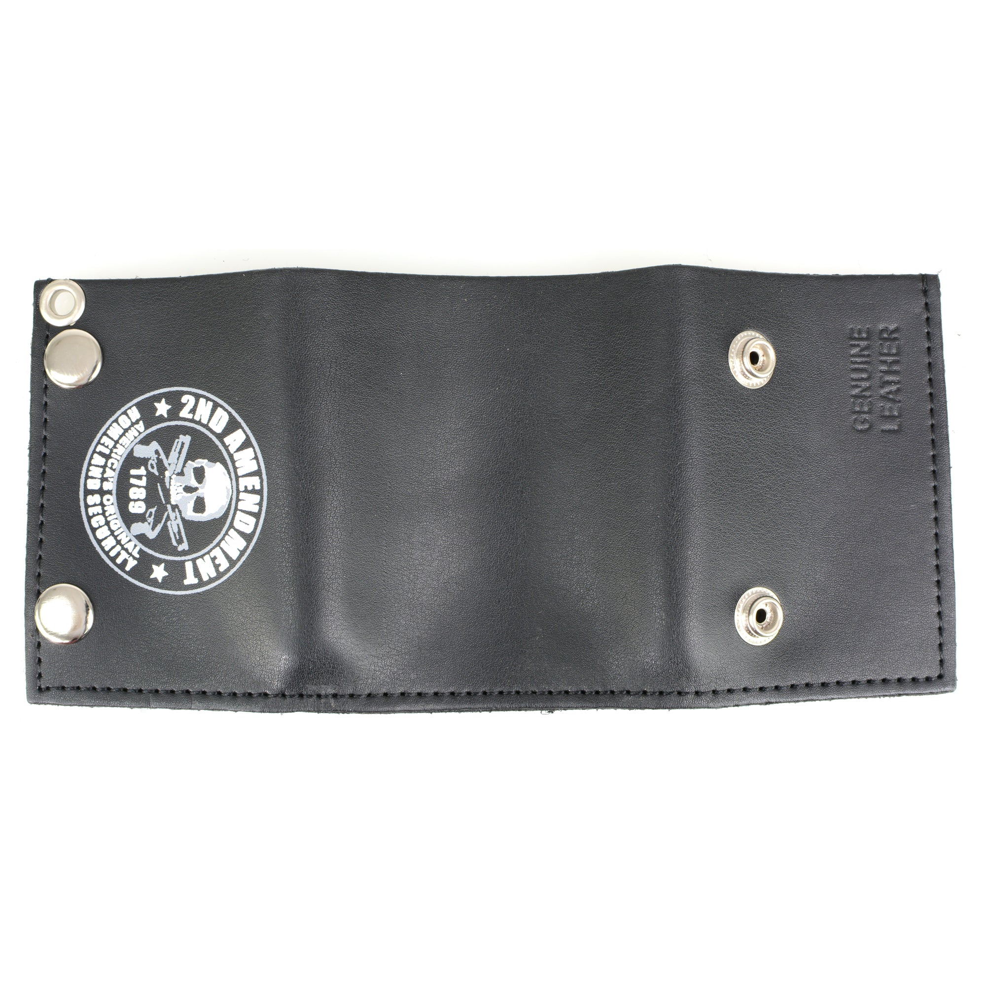 Hot Leathers WLB1021 2nd Amendment Tri-fold Black Leather Wallet with Chain