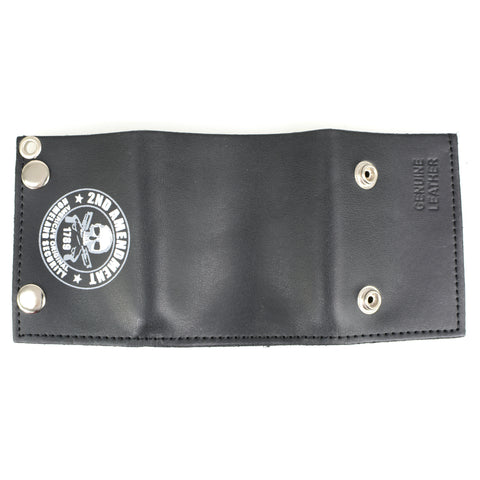 Hot Leathers WLB1021 2nd Amendment Tri-fold Black Leather Wallet with Chain