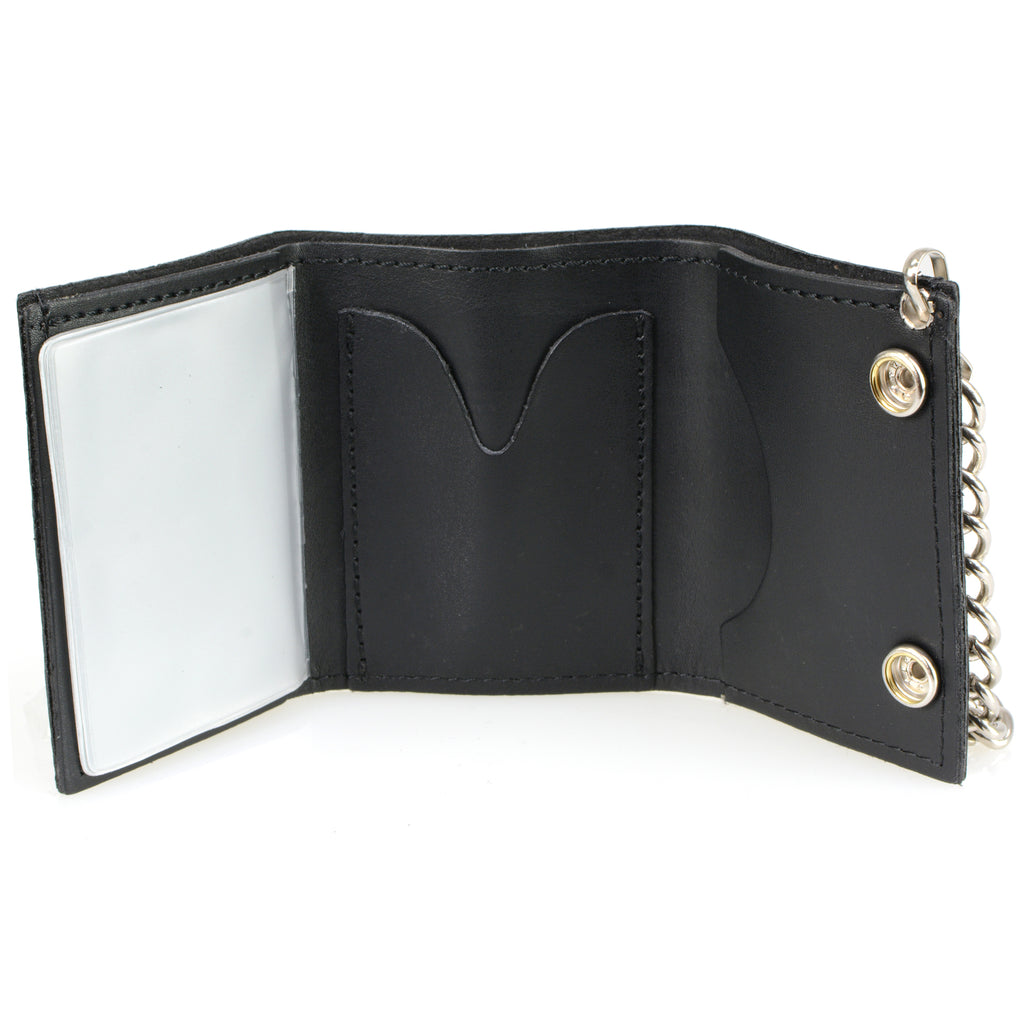 Hot Leathers WLB1021 2nd Amendment Tri-fold Black Leather Wallet with Chain