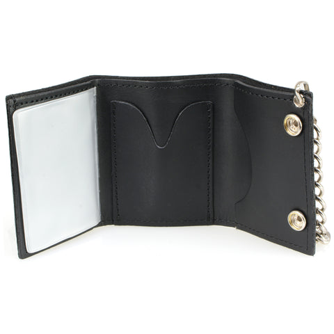 Hot Leathers WLB1021 2nd Amendment Tri-fold Black Leather Wallet with Chain