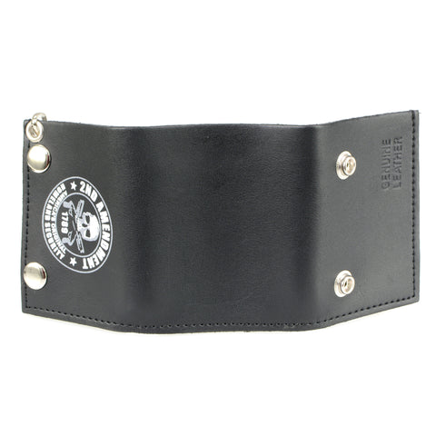 Hot Leathers WLB1021 2nd Amendment Tri-fold Black Leather Wallet with Chain