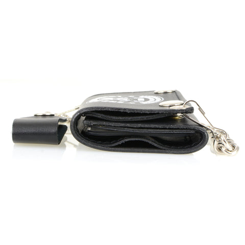 Hot Leathers WLB1021 2nd Amendment Tri-fold Black Leather Wallet with Chain