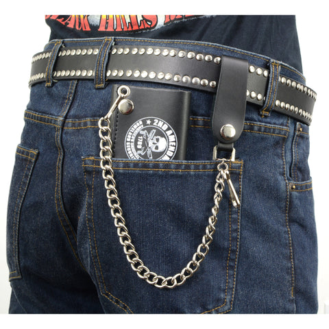 Hot Leathers WLB1021 2nd Amendment Tri-fold Black Leather Wallet with Chain