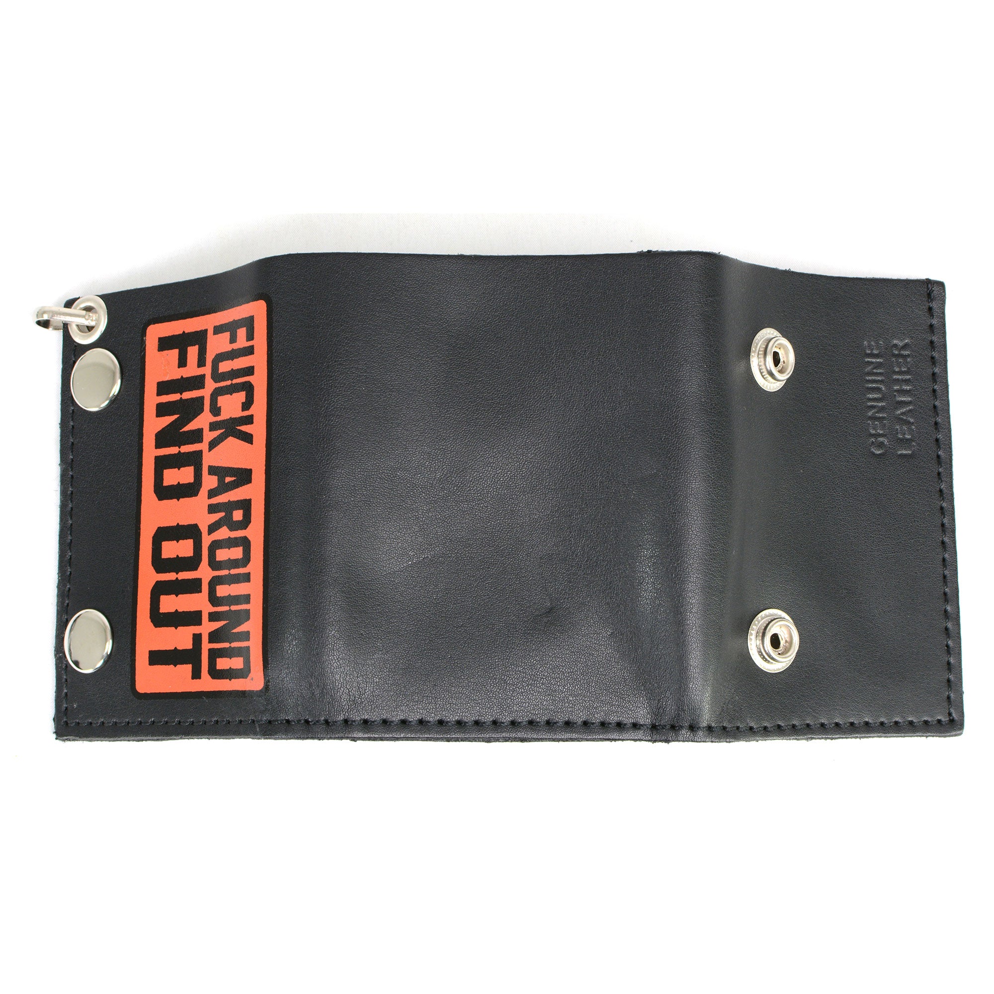 Hot Leathers F*** Around Find Out TriFold Chain Wallet WLB1037