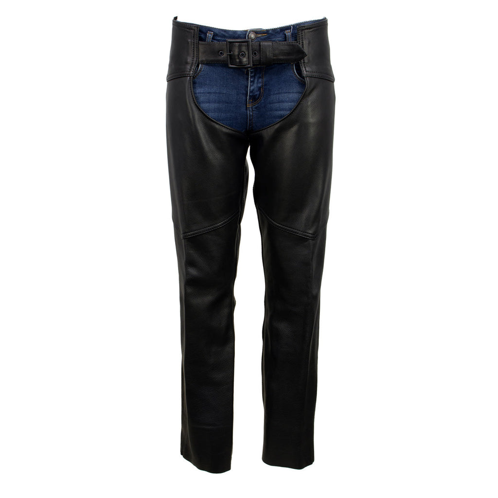Milwaukee Leather USA MADE MLCHL5001 Women's Black Shade Premium Leather Motorcycle Chaps