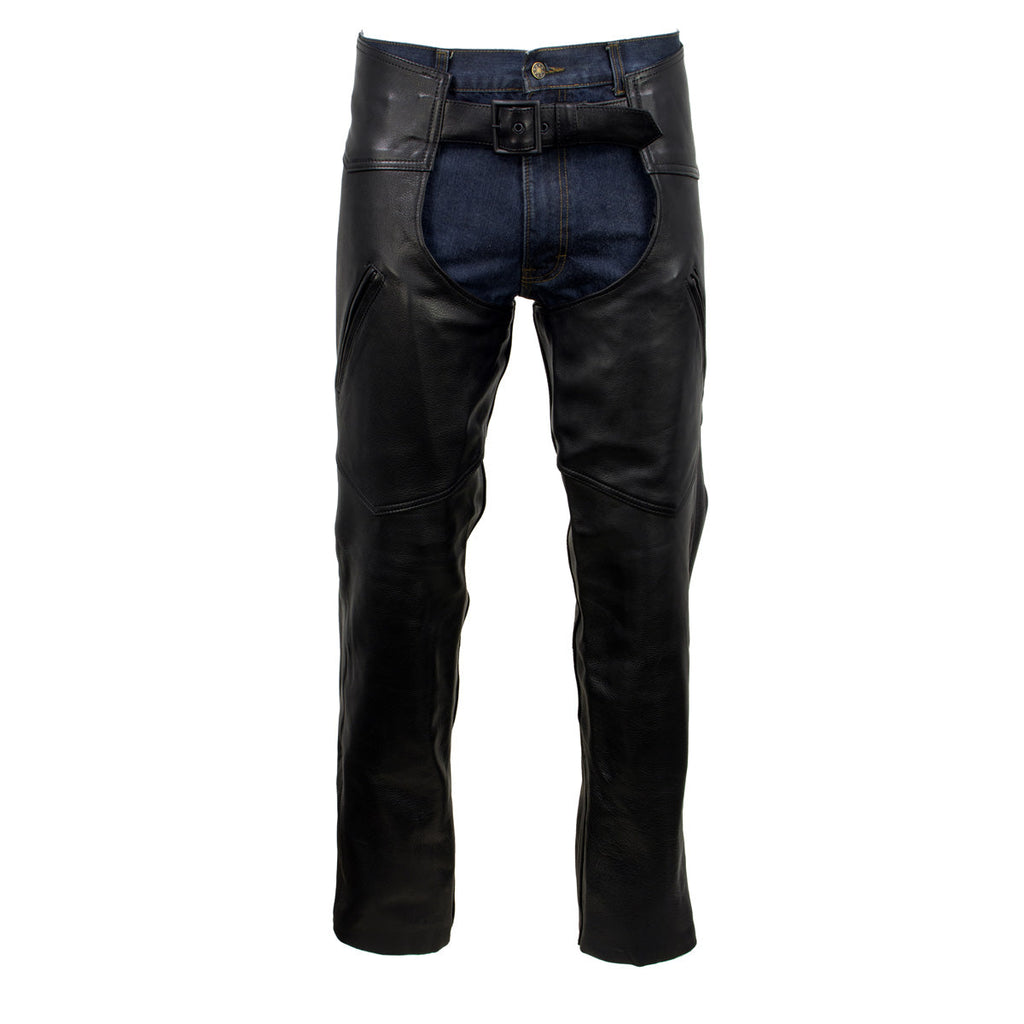 Milwaukee Leather USA MADE MLCHM5001 Men's Black Cloak Classic Premium Leather Motorcycle Chaps