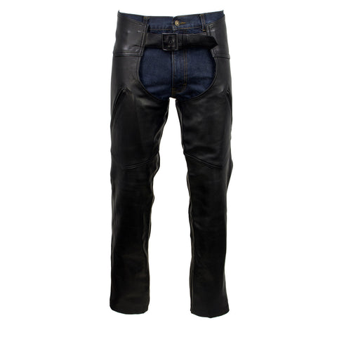 Milwaukee Leather USA MADE MLCHM5001 Men's Black Cloak Classic Premium Leather Motorcycle Chaps