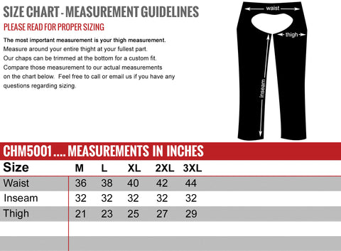 Hot Leathers USA Made Chaps with Removable Quilt Lining CHM5002