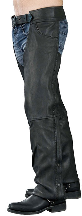 Milwaukee Leather SH1102 Men's Black Braided Leather Jean Style Chaps