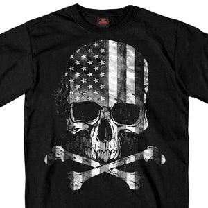 Hot Leathers GMS1372 Mens Flag Skull Black T-Shirt