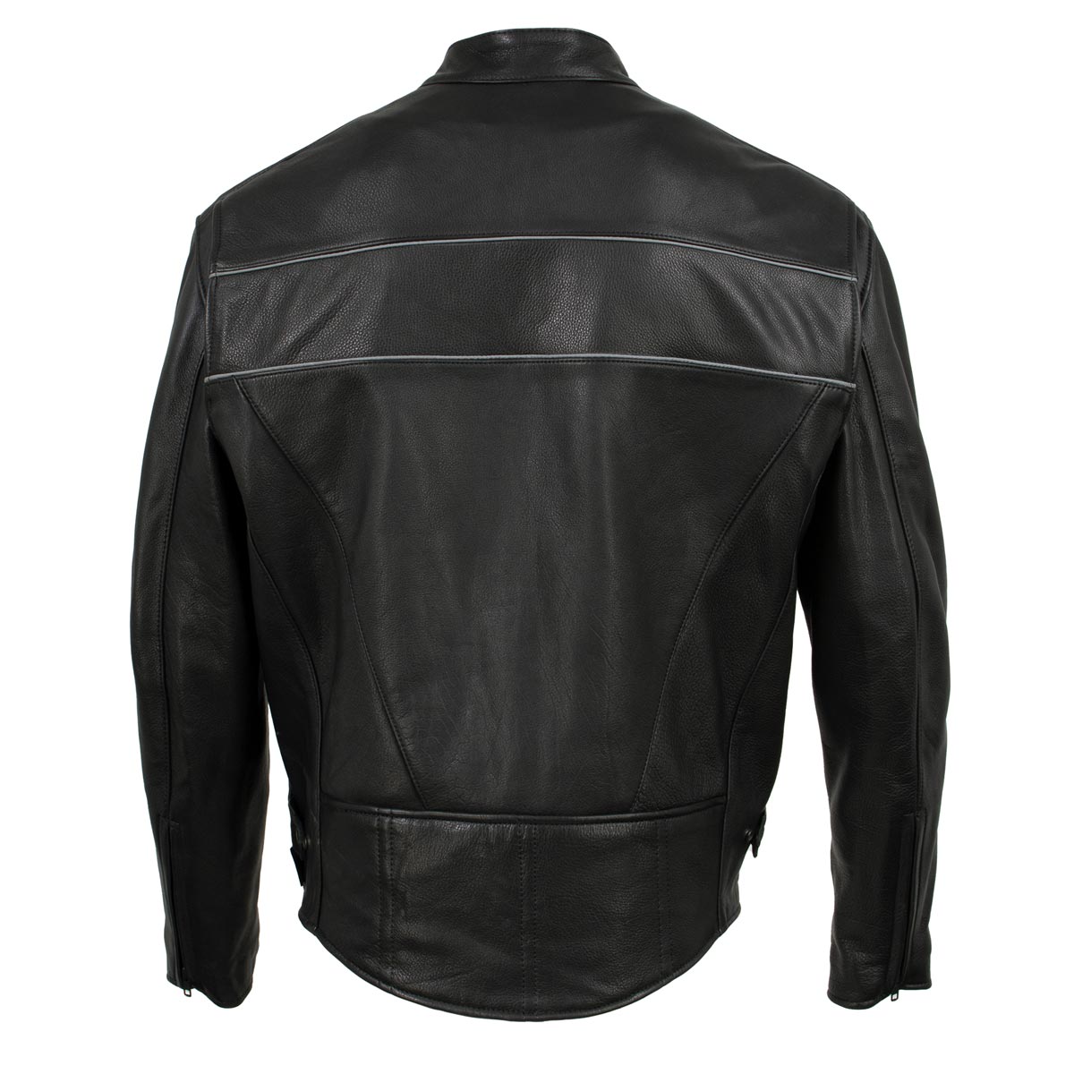 Milwaukee Leather USA MADE MLJKM5003 Men's Black Echo Premium Leather Motorcycle Jacket with Reflective Piping